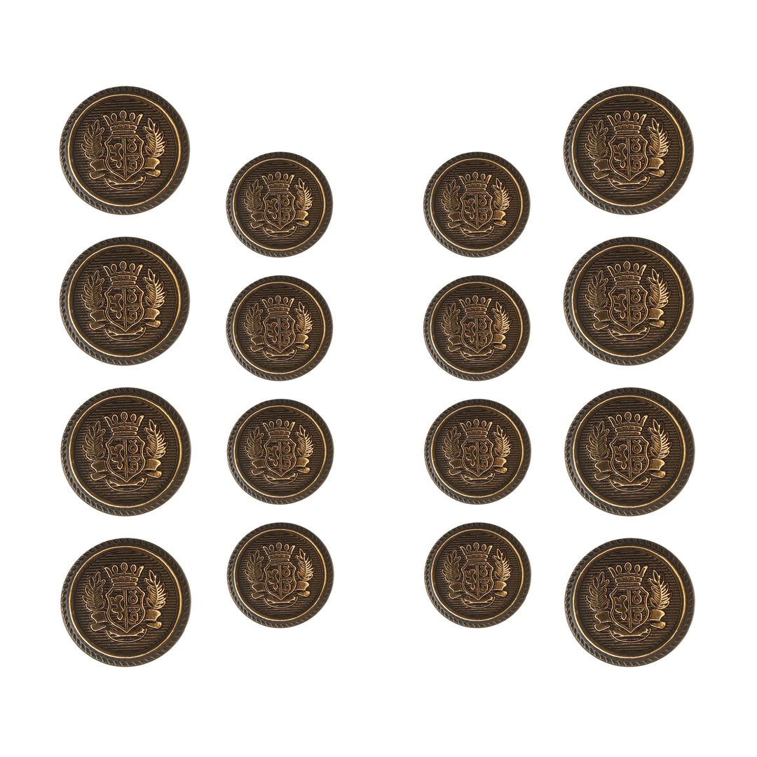 Royal Crest Antique Gold Metal Buttons