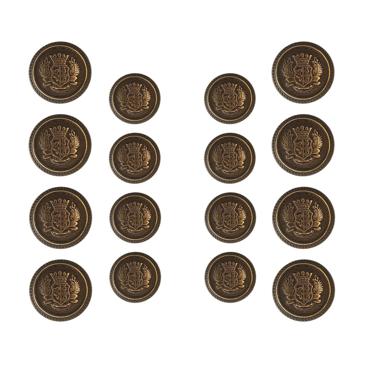 Imperial Gold Crest Metal Button ( 8 Big + 8 Small)