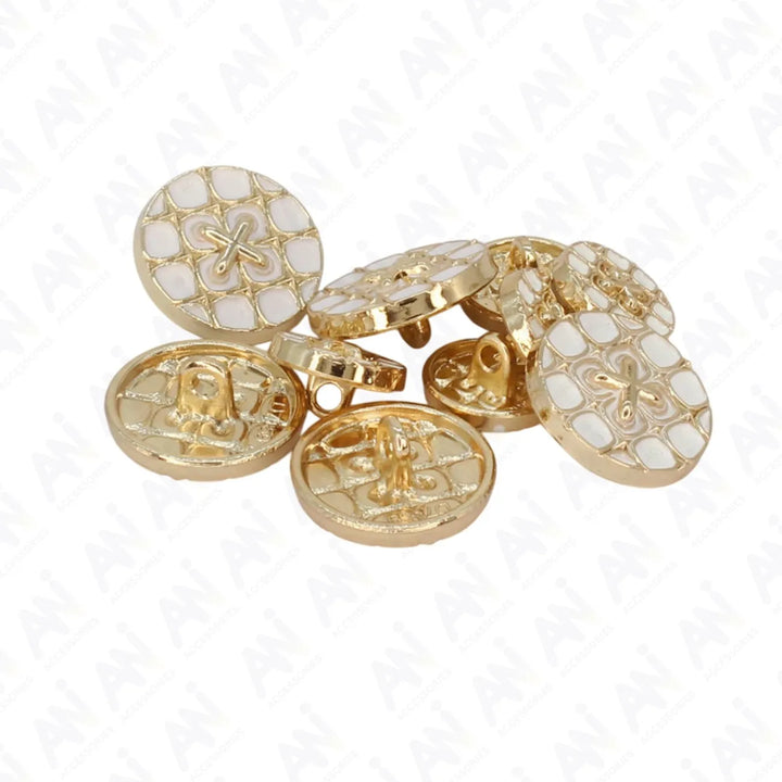 Monochrome Cross Design Metal Buttons | 12mm(20L) & 18mm(28L)