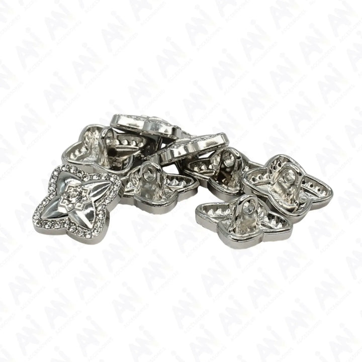 Cross-Shaped Rhinestone Metal Diamond Button | 15mm (24L)