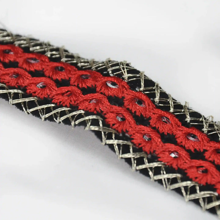 Crimson Sequin Lace | 2 Meters