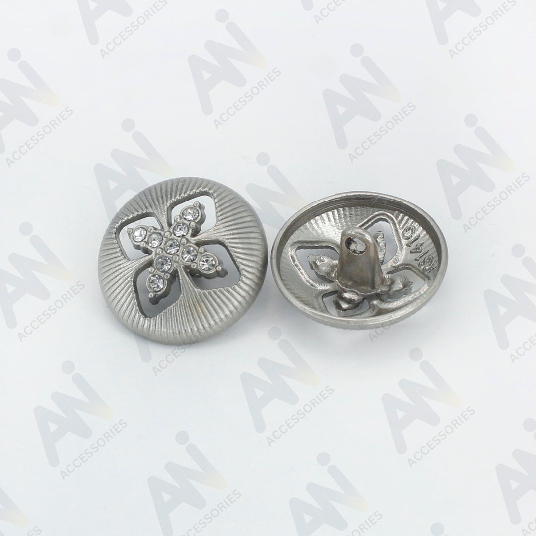 Elegant Crystal Accents  Silver Buttons