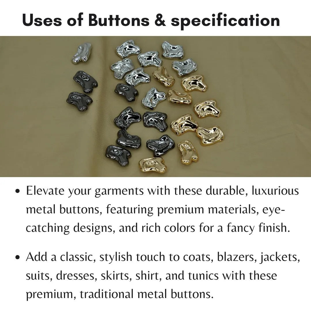 Irregular Shape Metal Buttons | 38mm, 24mm & 20mm