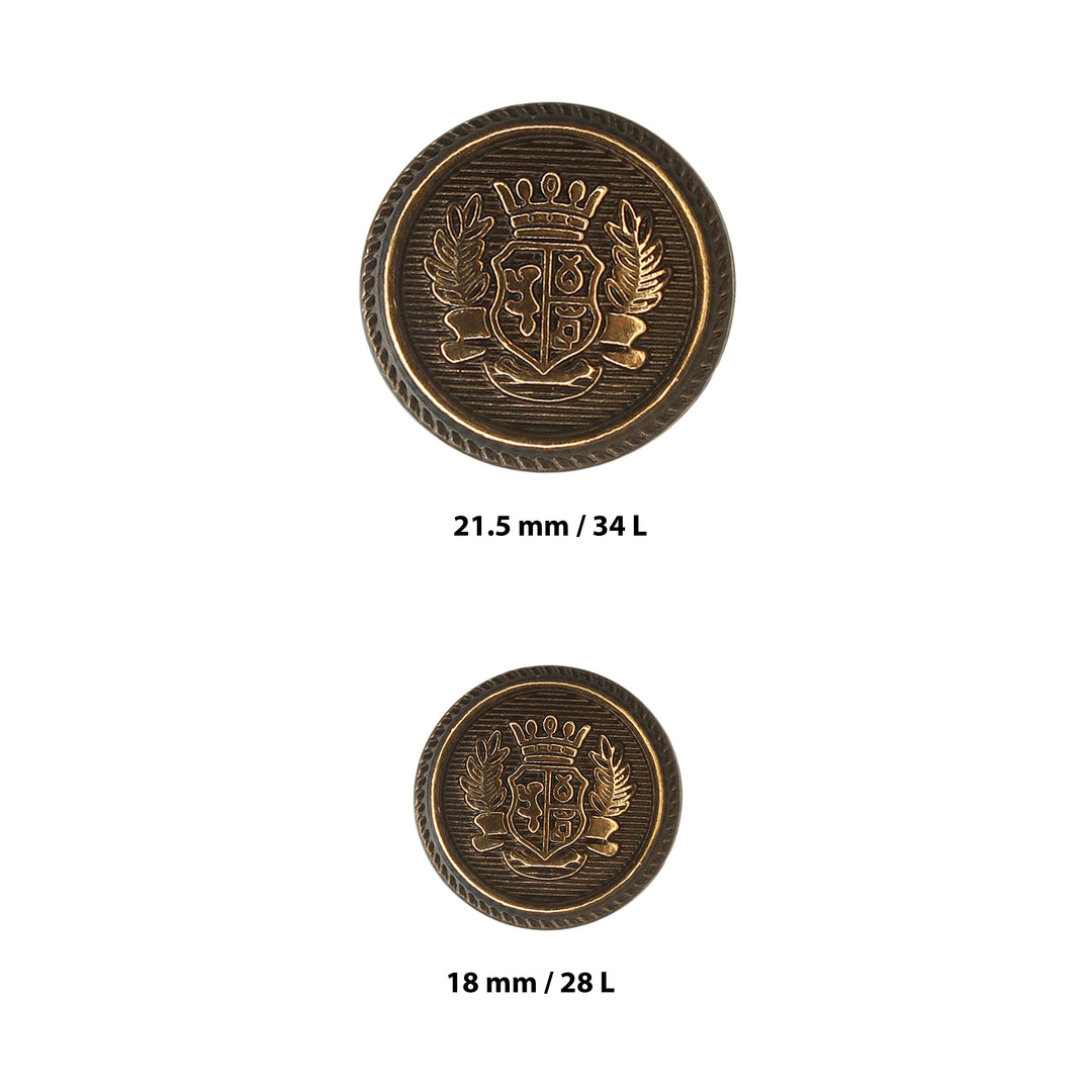 Royal imperial crest Metal Shank button (6 Big + 6 Small)