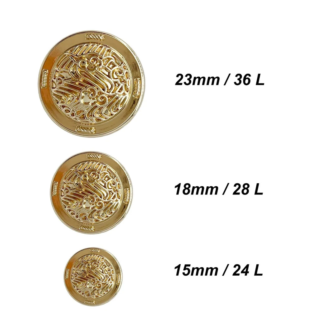 Shiny Decorative Metal Buttons | 15mm(24L), 18mm(28L) & 23mm(36L)