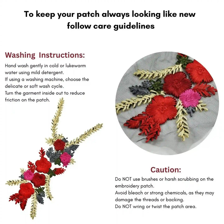 Elegant Crimson Floral Patch