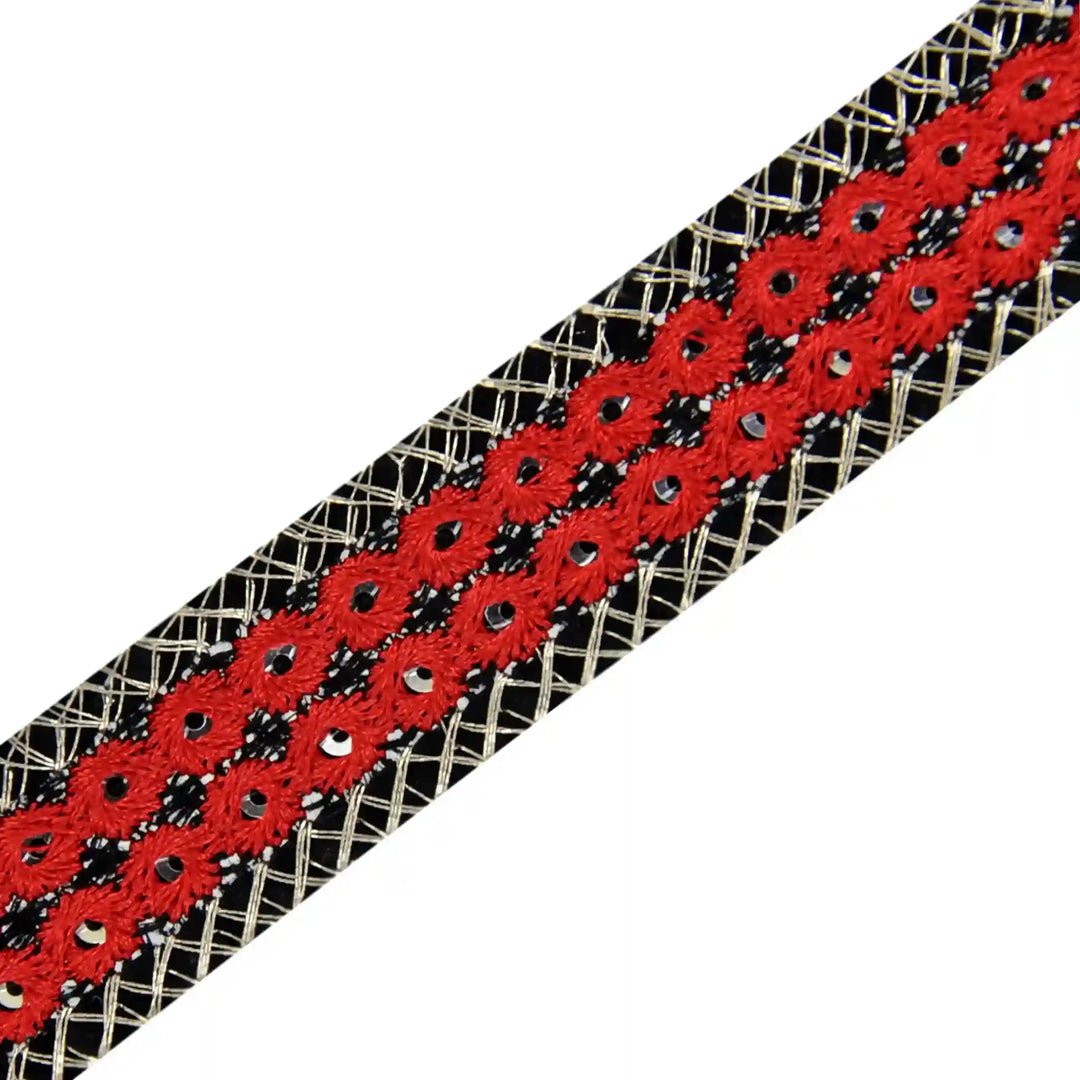 Crimson Sequin Lace | 2 Meters