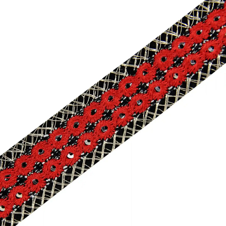 Crimson Sequin Lace | 2 Meters