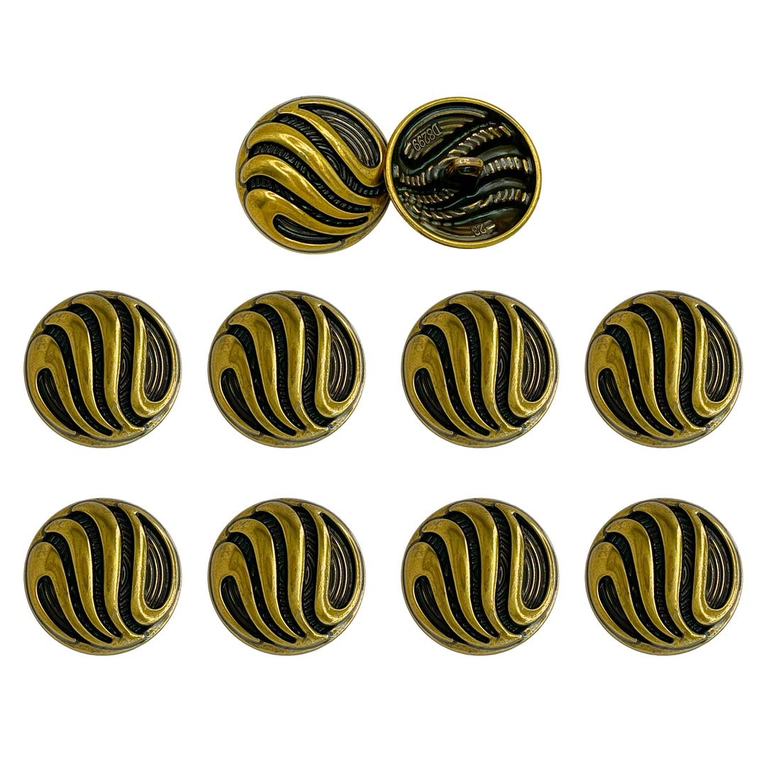 Ornate Metal Buttons with Wave Motif