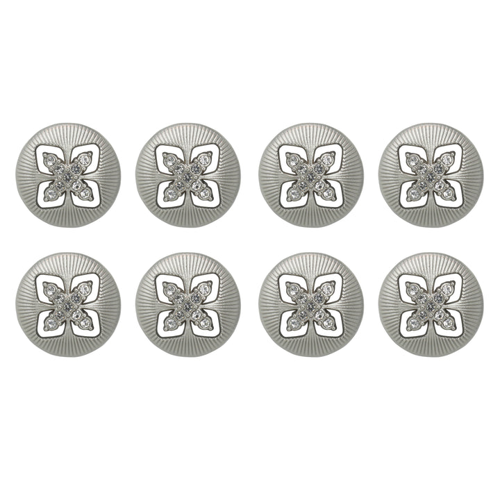 Elegant Crystal Accents  Silver Buttons