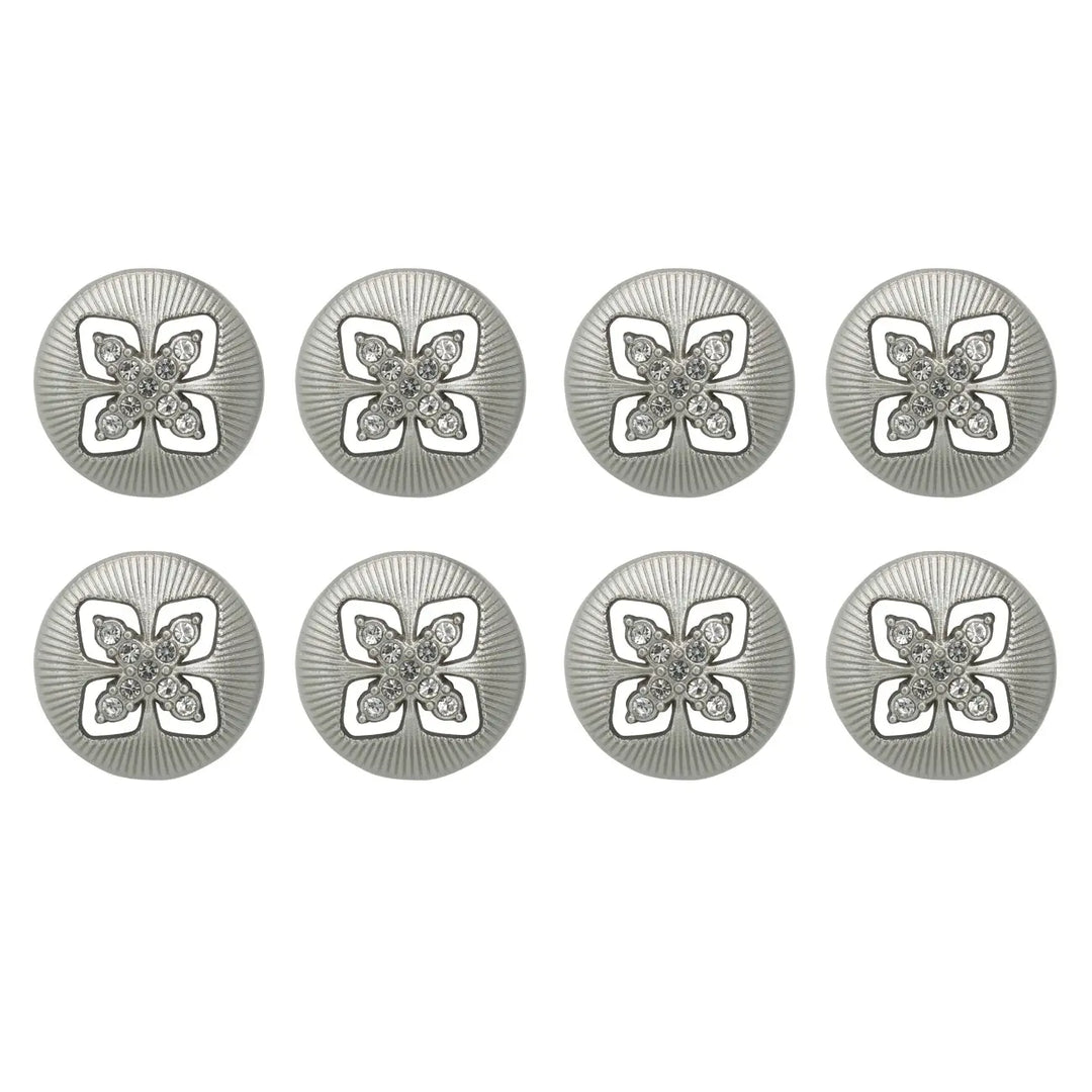 Elegant Crystal Accents  Silver Buttons | 18mm(28L) & 23mm(36L)