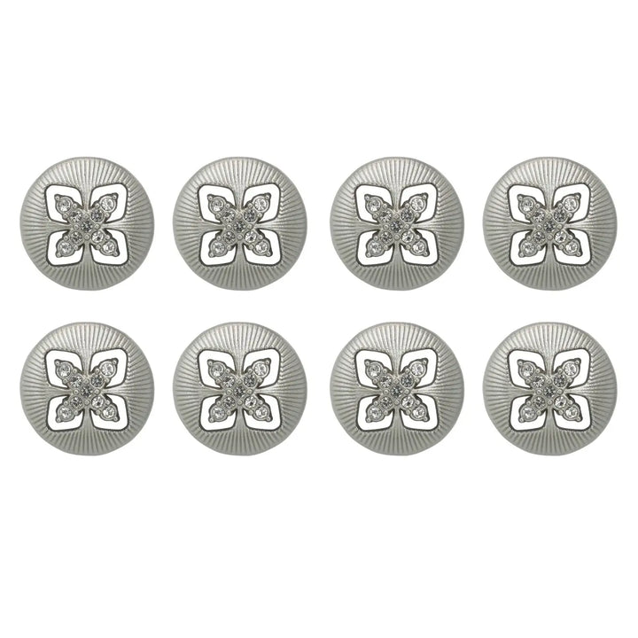Elegant Crystal Accents  Silver Buttons | 18mm(28L) & 23mm(36L)