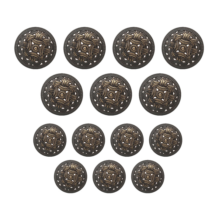 Braided Circle Metal Button(7 Big + 7 Small)