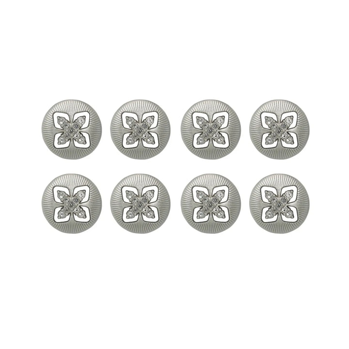 Elegant Crystal Accents  Silver Buttons | 18mm(28L) & 23mm(36L)