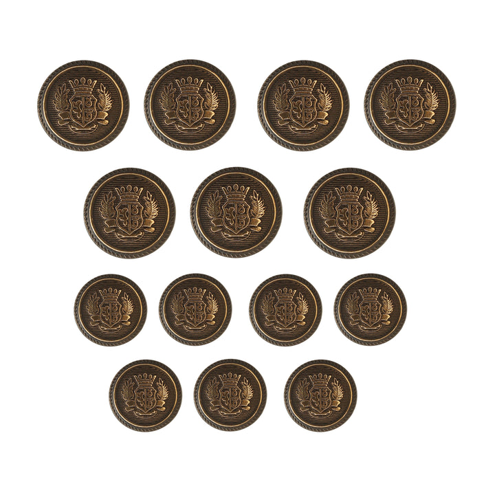 Royal imperial crest Metal Shank button (7 Big + 7 Small)