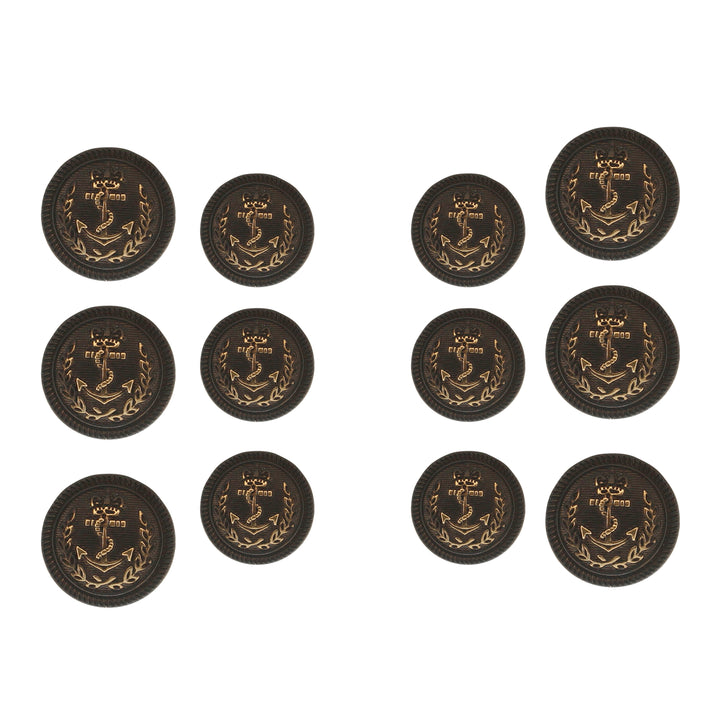 Shimmering Metal Gold and Red color Metal Buttons (6 Big + 6 Small)