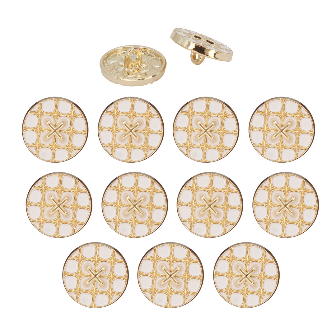 Monochrome Cross Design Metal Buttons