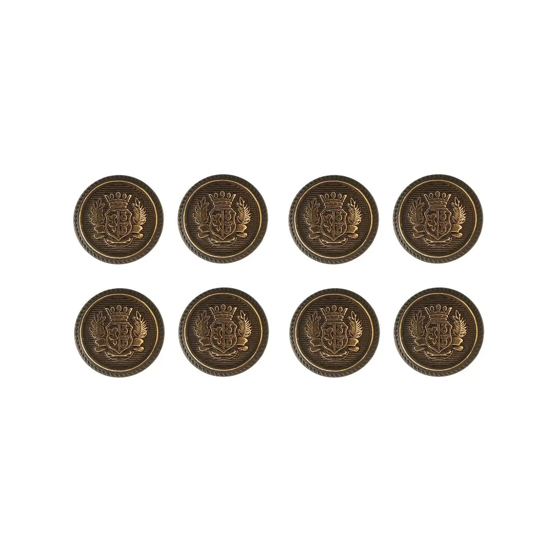 Royal Crest Antique Gold Metal Buttons | 18mm(28L) & 21mm(34L)