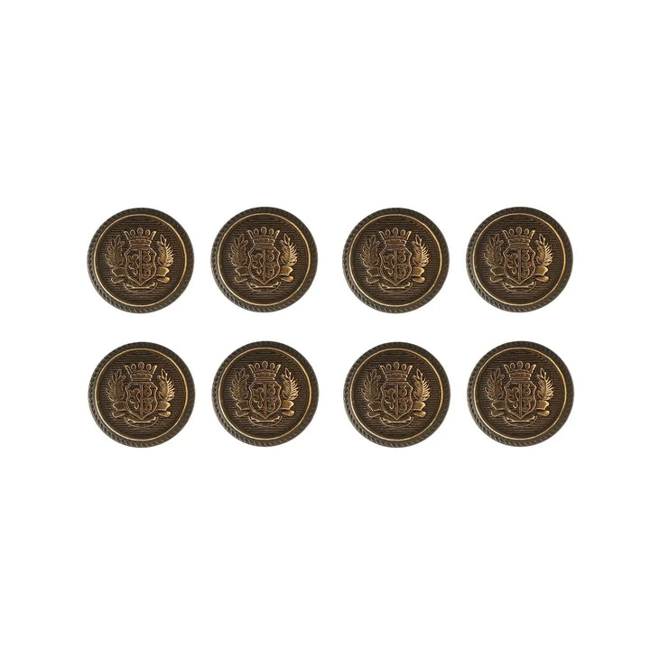 Royal Crest Antique Gold Metal Buttons | 18mm(28L) & 21mm(34L)