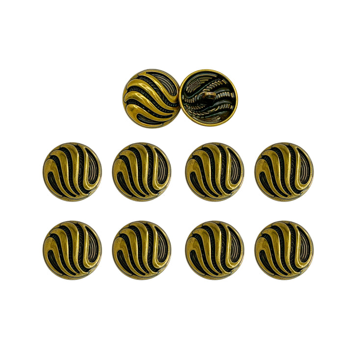 Ornate Metal Buttons with Wave Motif