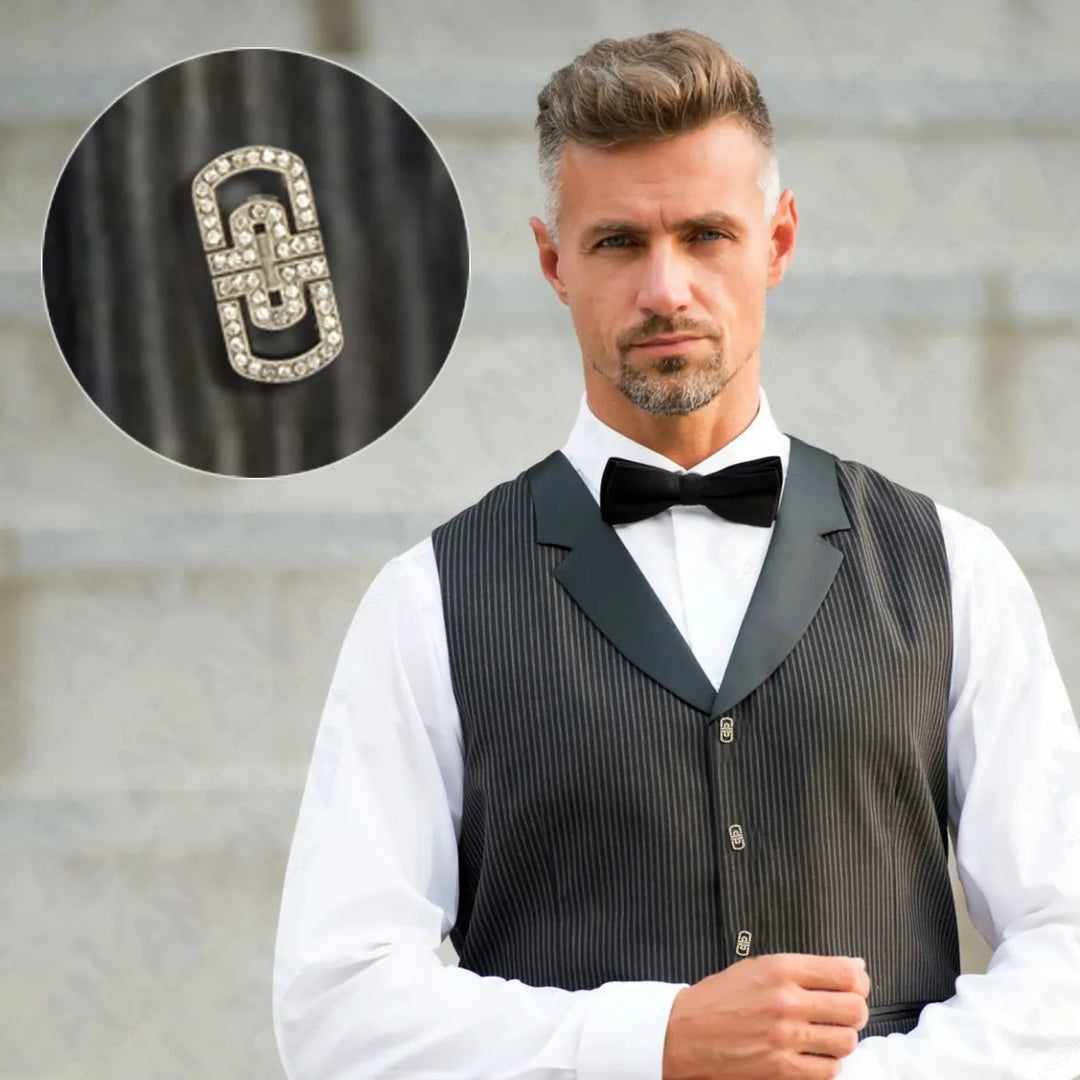 Glittering Diamond Rectangular Metal Button | 20mm (32L)