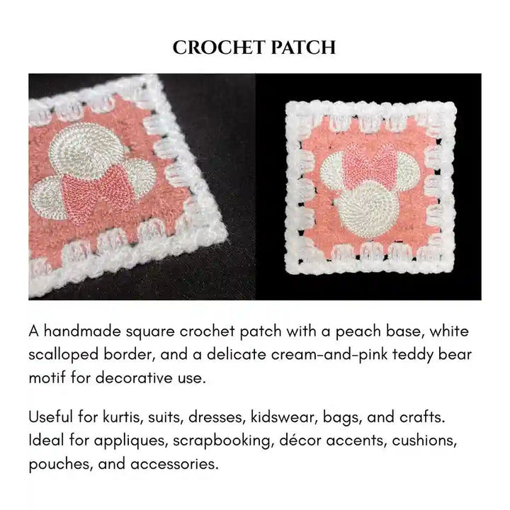 Teddy Bow Crochet Patch