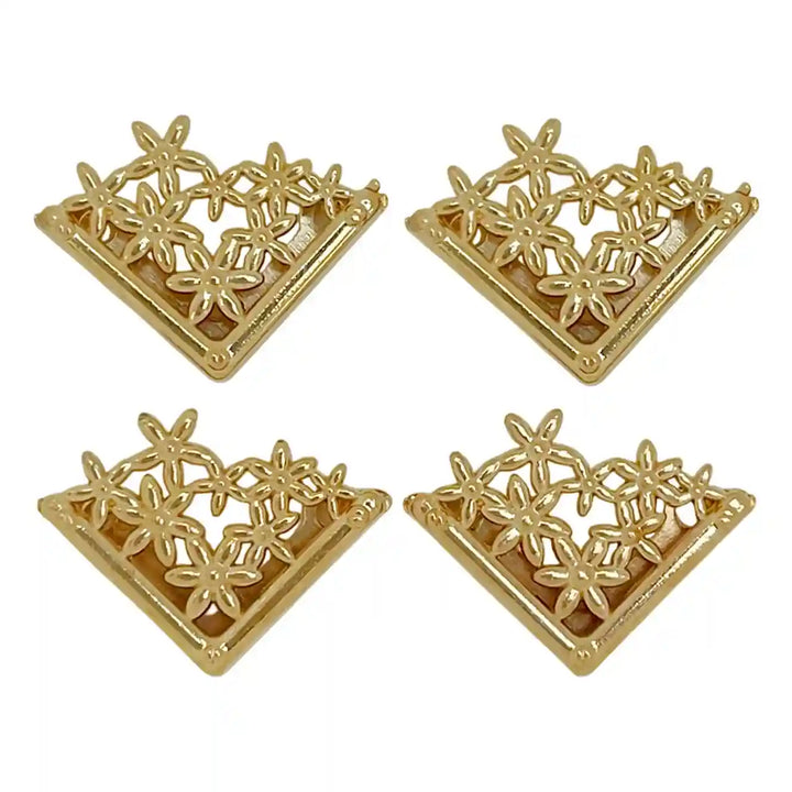 Ani Accessories |  Showing  Zooming  image  of 4 golden floral  design collar tip 