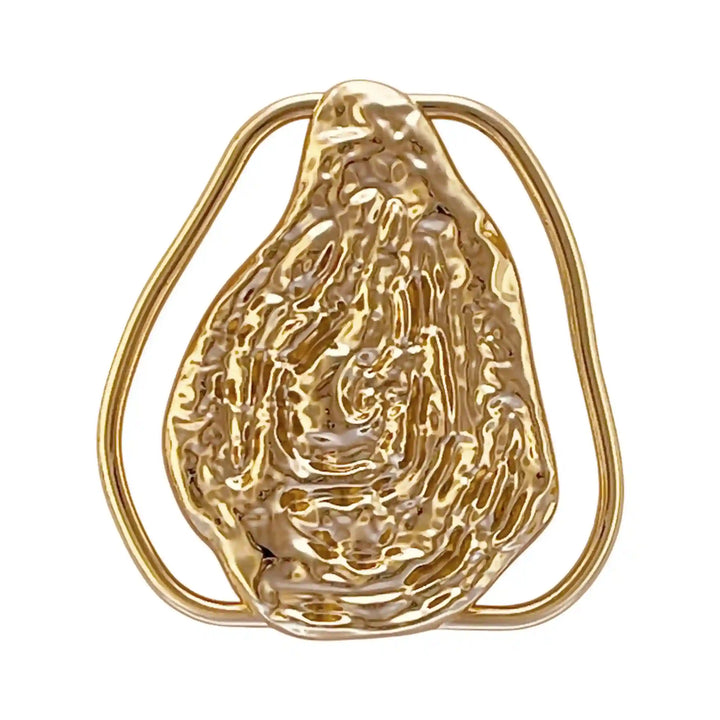 Buy Now Ani Accessories zooming image of Abstract Design Gold Buckle in a white background.