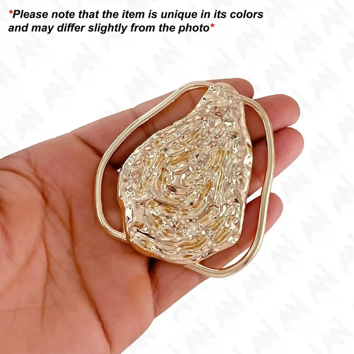 Ani Accessories Abstract Design Gold Buckle  hold on the hand and text of caution of product may be slightly  differ from the photo.