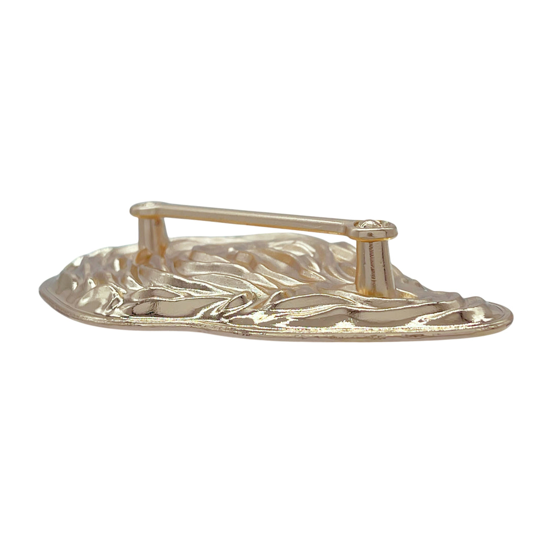 Ani Accessories Abstract Organic Shape Gold-Plated Metal Buckle  backside image on the white background.