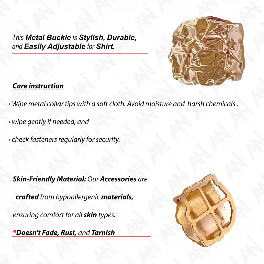 Ani Accessories Aurelian Design Shard Buckle care instruction in a white background.