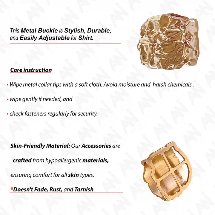 Ani Accessories Aurelian Design Shard Buckle care instruction in a white background.