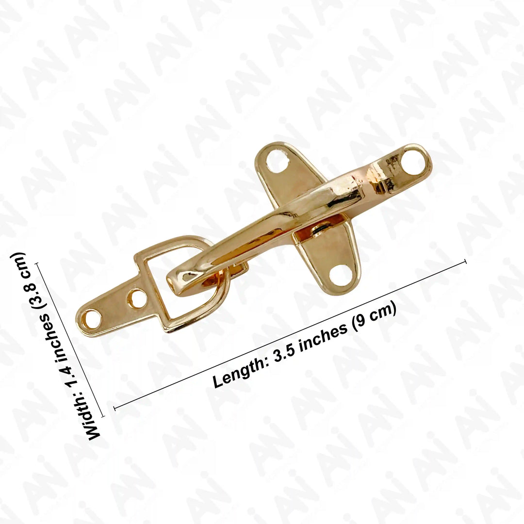 Ani Accessories Aurelian Latch 2 piece Gold Buckle size in a white 
background.