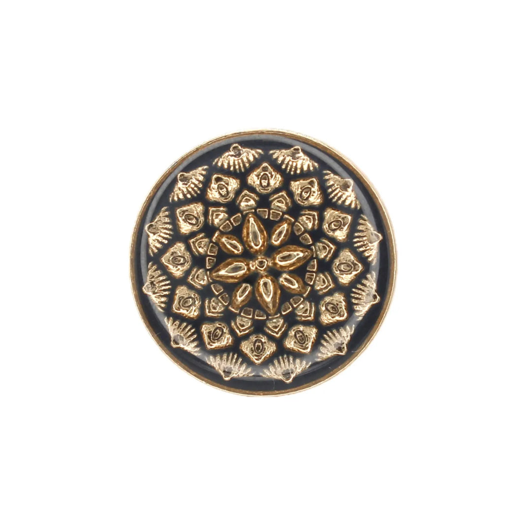 Ani Accessories Black and Gold Intricate Floral Buttons