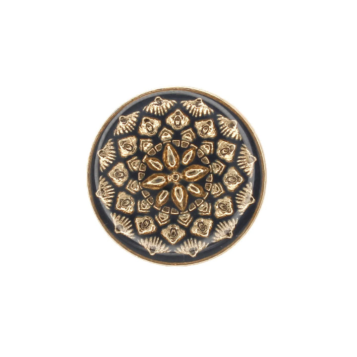 Ani Accessories Black and Gold Intricate Floral Buttons