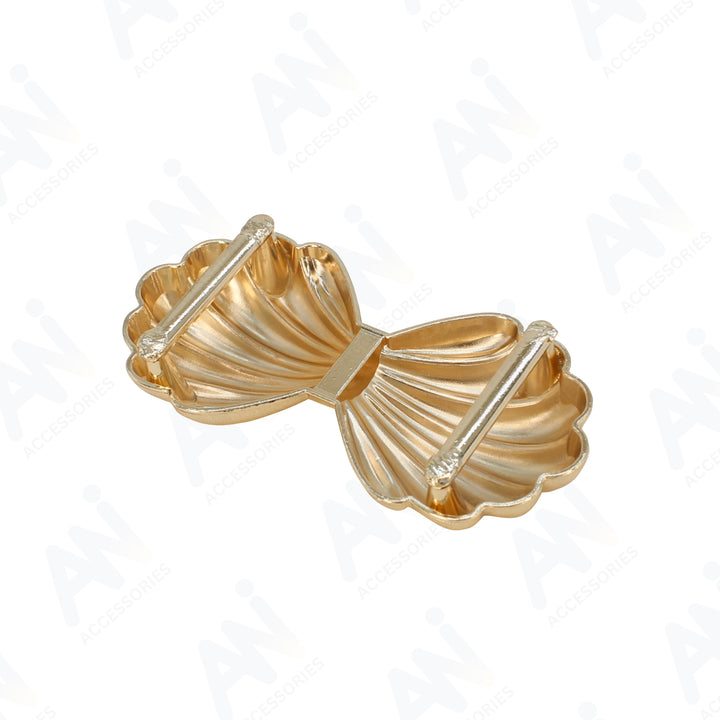 Ani Accessories Bow Style  Gold Metal Buckle backside angle in a white background.