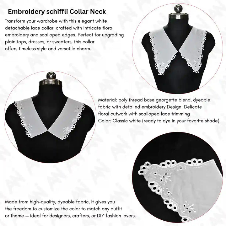 Ani Accessories Broderie Anglaise V-Neck trim with intricate cutwork for ethnic and party wear outfits