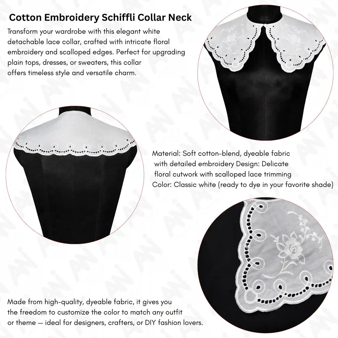Ani Accessories Broderie Neckline Anglaise Collar perfect for festive, party and casual wear styling