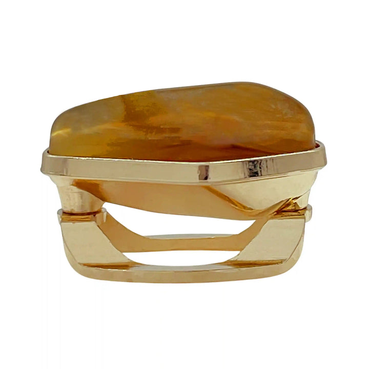 Ani Accessories Brown Amber Marbled Metal  side view to shoe the buckle properly in white background.