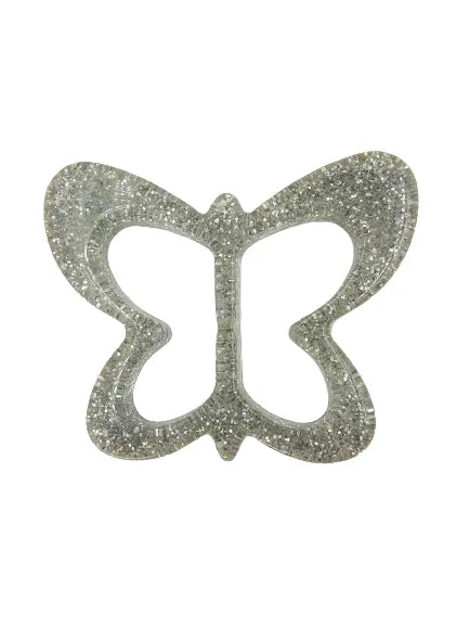 Buy Now Ani Accessories sparkling butterfly resin buckle with glitter detailing shown on a plain white background 