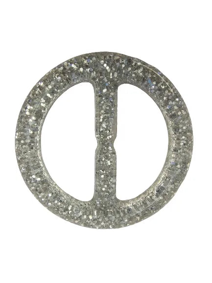  Buy Now Ani Accessories circular silver resin ring buckle featuring a  glossy finish on a white background for visibility