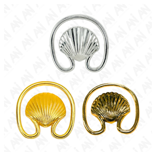  Ani Accessories Clam Seashell Metal Buckle  multiple color in a zooming image in the white background.