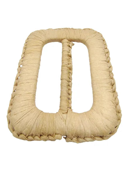 Ani Accessories Classic Fully Braided Raffia Handmade Adjustable Buckle  zooming image of flat angle in white background.