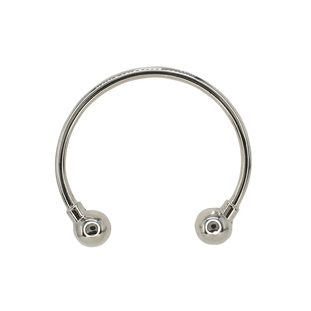 Ani Accessories Curved Circular Elegance Thin Silver Metal Buckle  zooming image in the white background to show the reflection of the buckle.