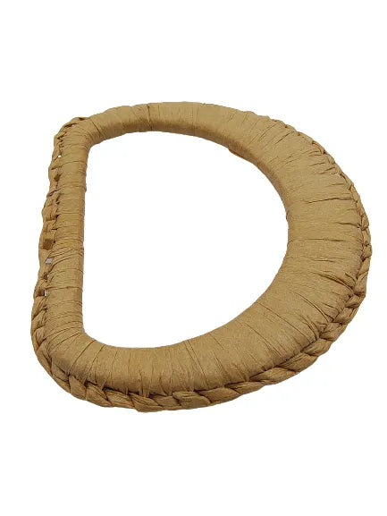 Ani Accessories D-Shape Raffia Handmade Buckle top view image of buckle placed in a white surface.