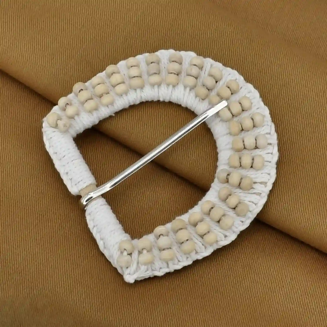 Ani Accessories D prong raffia buckle handmade straw woven buckle for belts bags boho DIY craft decor
