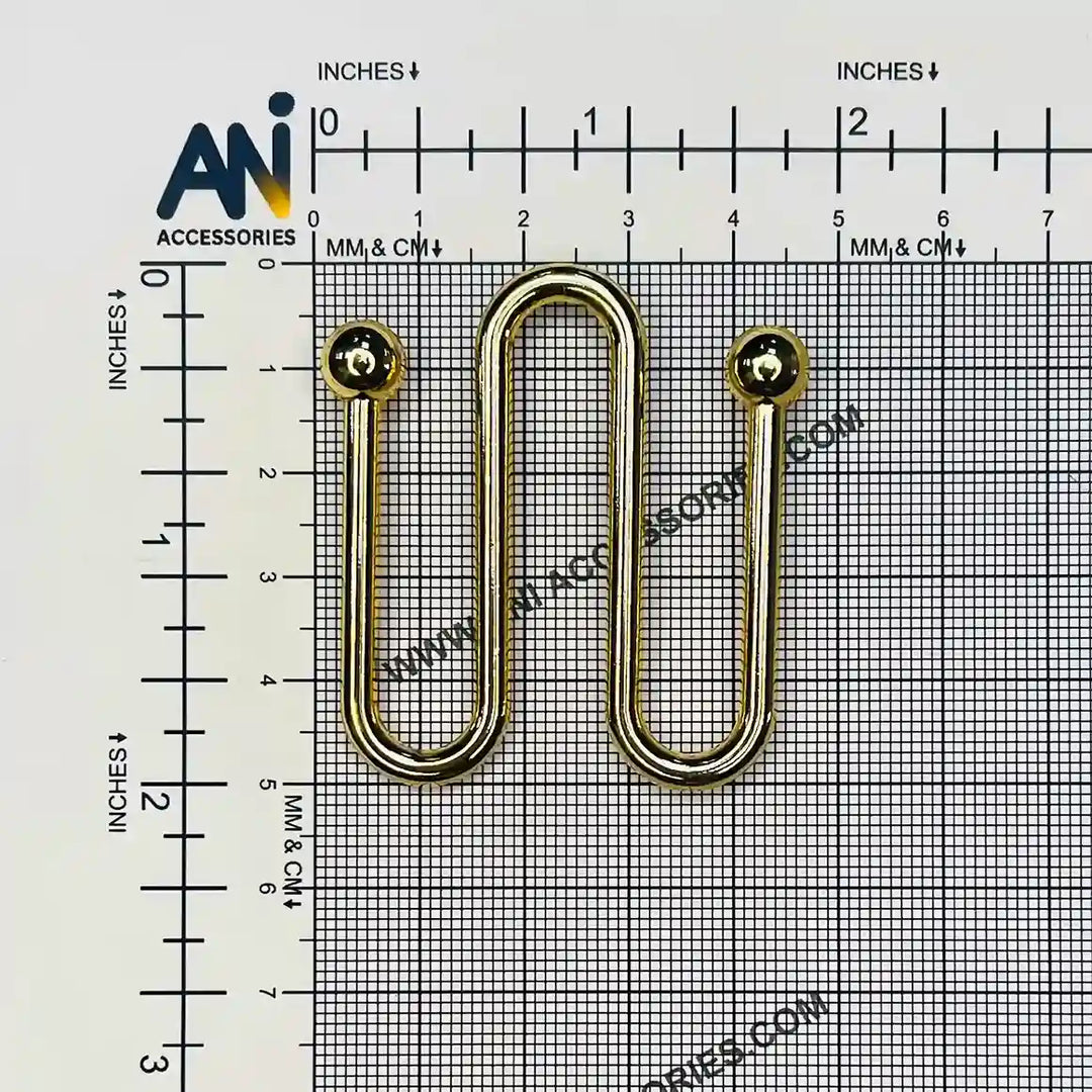 Ani Accessories Double loop golden metal buckle placed on the size chart bar graph in the white background.