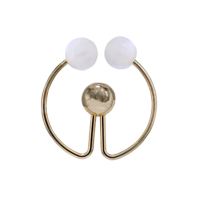 Buy Now Ani Accessories Dual Pearl With Circular Center Gold Ball Metal Buckle in white background.