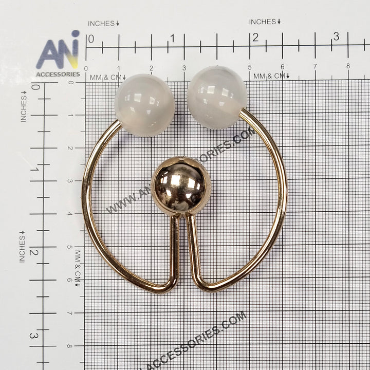 Ani Accessories Dual Pearl With Circular Center Gold Ball Metal Buckle placed on the size chart bar graph.