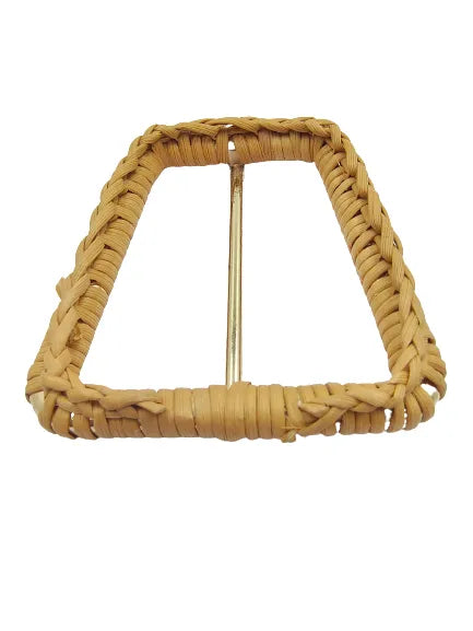 Ani Accessories Elegant Metal Adjustable Raffia Handmade Buckles zooming Side view on a white background.